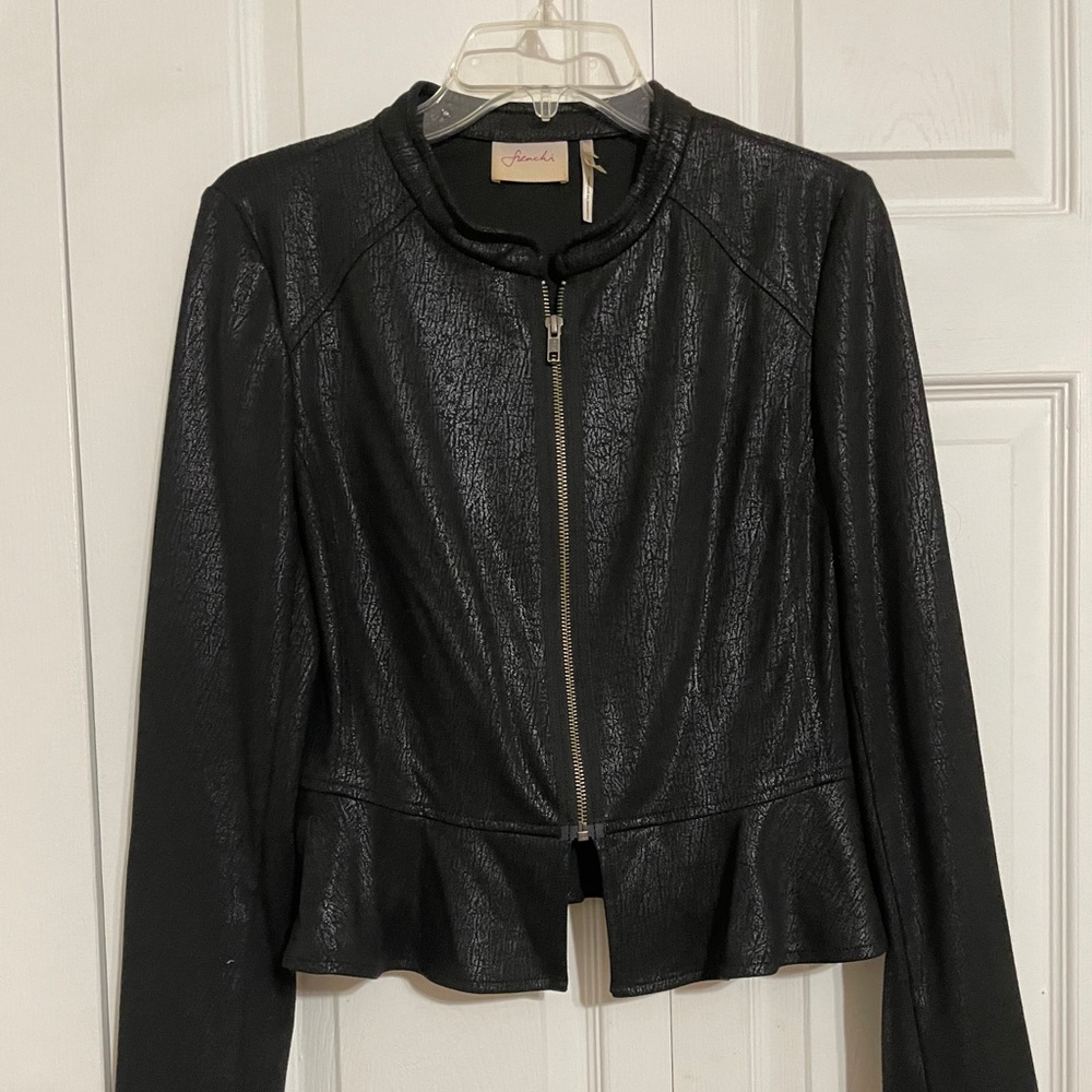 Faux leather peplum jacket